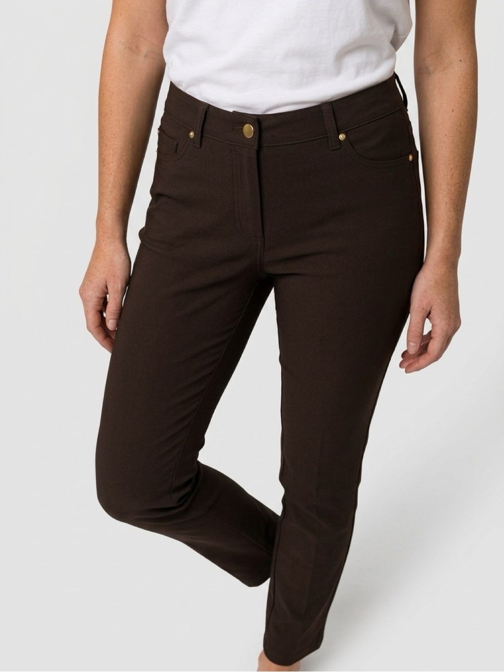 INC International Concepts Women's Brown Stretch Skinny Dress Pants 27" 12